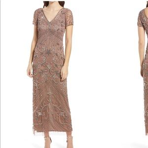 Pisarro Nights Beaded Mesh Column Gown